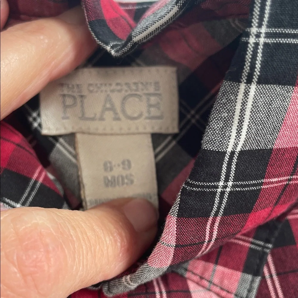 The Children's Place Red and Black Plaid Button Down Shirt